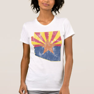 Vintager Staat der Arizona-Flaggen-Kontur T-Shirt