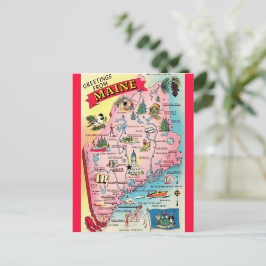 Vintager Staat der Maine Postkarte (Stehend Vorderseite)