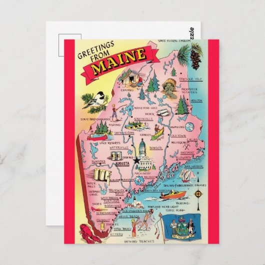 Vintager Staat der Maine Postkarte (Vorne/Hinten)