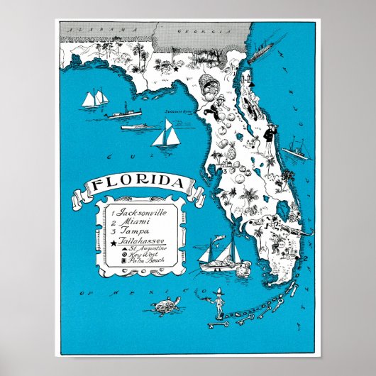 Vintager Staat Florida Landschaftsbau Poster (Vorne)