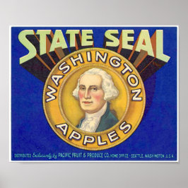 Vintager Staat Siegel Washington Apples Seattle Fr Poster