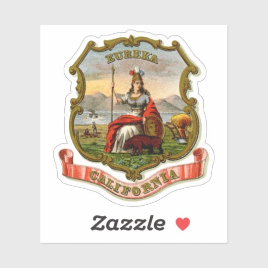 Vintager Staat-Wappen aus Kalifornien Aufkleber (Blatt)