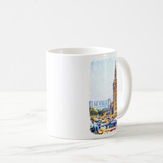 Vintager Stadtblick von Sevilla Kaffeetasse (VorderseiteRechts)
