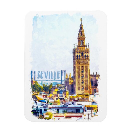 Vintager Stadtblick von Sevilla Magnet (Vertikal)