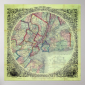 Vintager Stadtplan von New York Poster (Vorne)