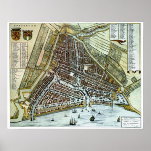 Vintager Stadtplan von Rotterdam Poster