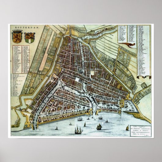 Vintager Stadtplan von Rotterdam Poster (Vorne)