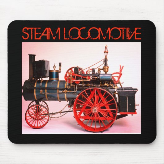 VINTAGER STAHL LOCOMOTIVE Red Black Mousepad (Vorne)