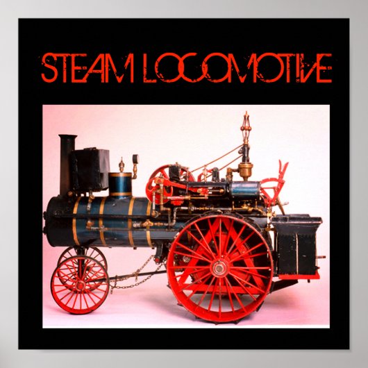 VINTAGER STAHL LOCOMOTIVE Red Black Poster (Vorne)