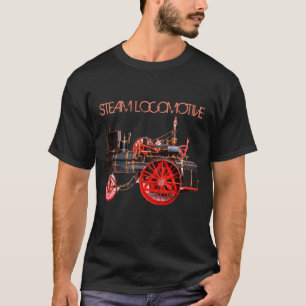 VINTAGER STAHL LOCOMOTIVE Red Black T-Shirt