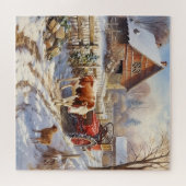 Vintager Stall mit Kuhschaf und Zuchtschlepper Puzzle (Horizontal)