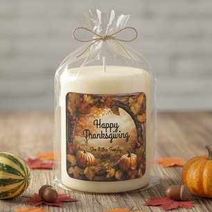 Vintager Stallholz-Rahmen glücklich Thanksgiving Quadratischer Aufkleber