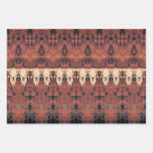 Vintager Stammemuster Rost Orange Bullkuhschädel Geschenkpapier Set (Vorderseite 3)