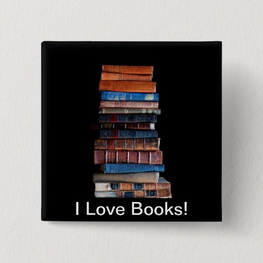 Vintager Stapel alter Bücher Button (Vorderseite)