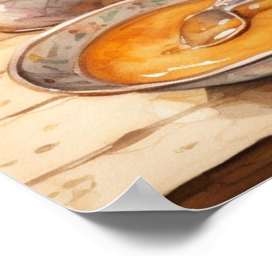 Vintager Stapel Pfannkuchen Retro Küche Poster (Ecke)