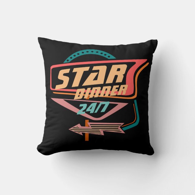 Vintager Star Dinner Space Schild Retro Kissen (Vorderseite)