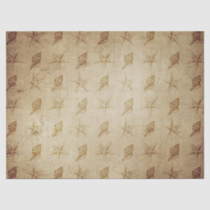 Vintager Star Fisch und Muscheln auf dem Braunen D Seidenpapier