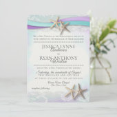 Vintager Starfish Beach Orchid und Türkis Einladung (Stehend Vorderseite)