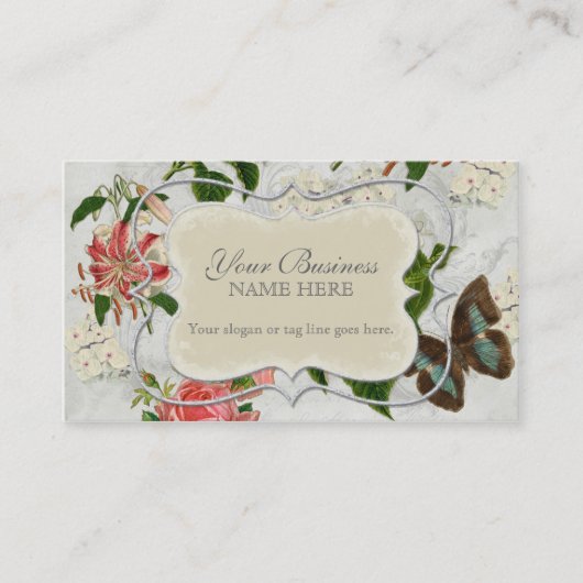 Vintager Stargazer-Lilien-Rosen-Schmetterlingn Visitenkarte (Vorderseite)
