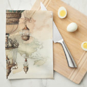 Vintager Steampunk Blue Hot Air Ballon (2) Geschirrtuch (Viertel Falte)