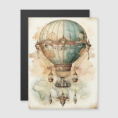 Vintager Steampunk Blue Hot Air Ballon (2) Magnetkarte (Vorne/Hinten)