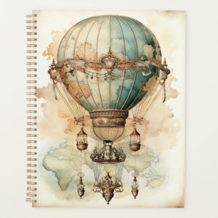 Vintager Steampunk Blue Hot Air Ballon (2) Planer