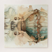 Vintager Steampunk Blue Hot Air Ballon (2) Puzzle (Horizontal)