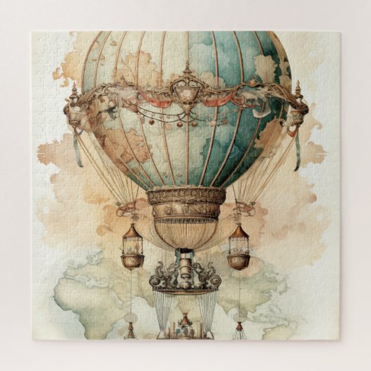 Vintager Steampunk Blue Hot Air Ballon (2) Puzzle (Vertikal)