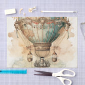 Vintager Steampunk Blue Hot Air Ballon (2) Seidenpapier (Handwerk)