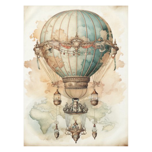 Vintager Steampunk Blue Hot Air Ballon (2) Tischdecke (Vorderseite)