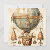 Vintager Steampunk Blue Hot Air Ballon (3) (Vorderseite)