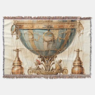 Vintager Steampunk Blue Hot Air Ballon (3) Decke