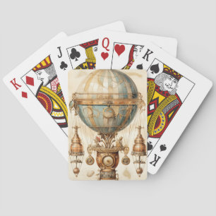Vintager Steampunk Blue Hot Air Ballon (3) Spielkarten