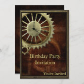Vintager Steampunk Geburtstag Einladung (Vorne/Hinten)