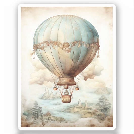 Vintager Steampunk-Heißluftballon (2) Aufkleber (Vorderseite)