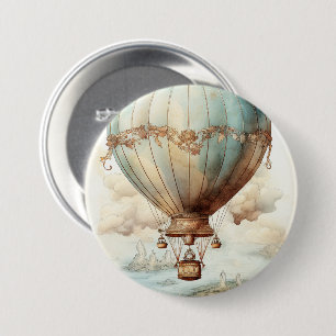 Vintager Steampunk-Heißluftballon (2) Button
