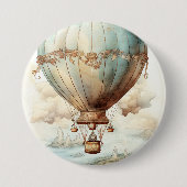 Vintager Steampunk-Heißluftballon (2) Button (Vorderseite)