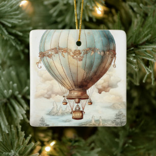 Vintager Steampunk-Heißluftballon (2) Keramikornament