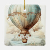 Vintager Steampunk-Heißluftballon (2) Keramikornament (Rückseite)