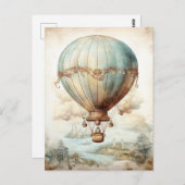 Vintager Steampunk-Heißluftballon (2) Postkarte (Vorne/Hinten)