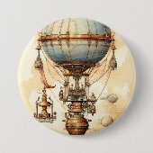 Vintager Steampunk-Heißluftballon (3) Button (Vorderseite)