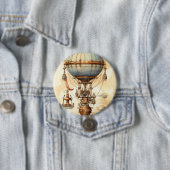 Vintager Steampunk-Heißluftballon (3) Button (Beispiel)