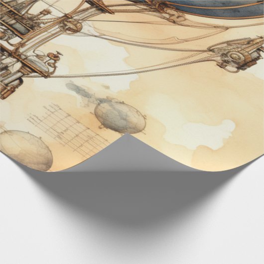 Vintager Steampunk-Heißluftballon (3) Geschenkpapier (Ecke)