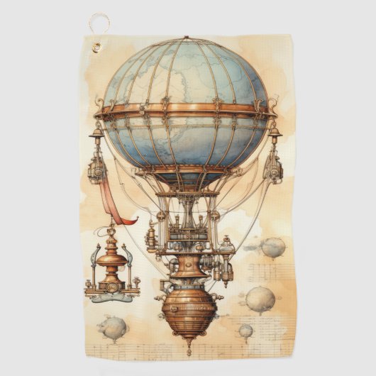 Vintager Steampunk-Heißluftballon (3) Golfhandtuch (Vorderseite)