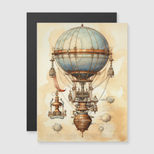 Vintager Steampunk-Heißluftballon (3) Magnetkarte