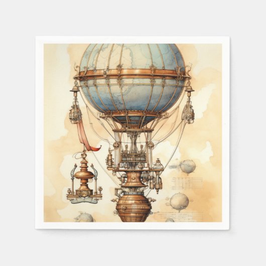 Vintager Steampunk-Heißluftballon (3) Serviette (Vorderseite)