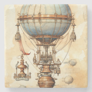 Vintager Steampunk-Heißluftballon (3) Steinuntersetzer
