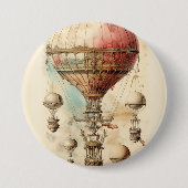 Vintager Steampunk-Heißluftballon (4) Button (Vorderseite)