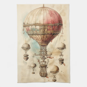 Vintager Steampunk-Heißluftballon (4) Geschirrtuch