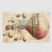 Vintager Steampunk-Heißluftballon (4) Golfhandtuch (Horizontal)